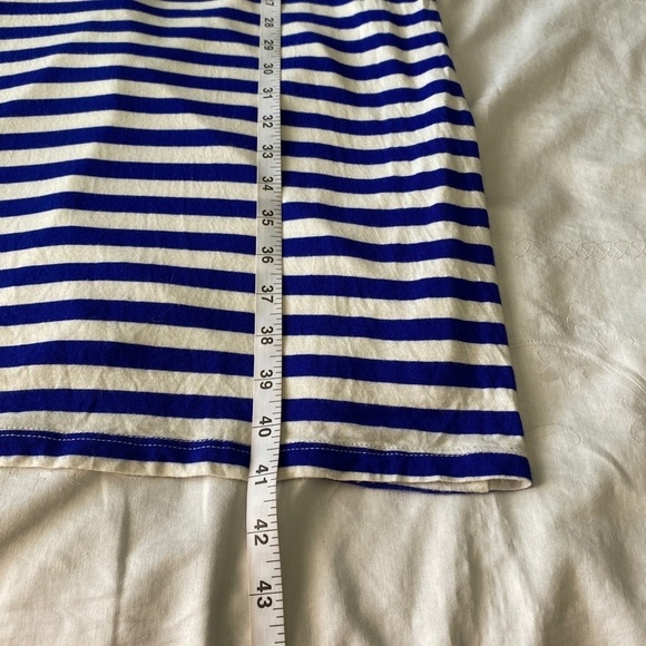 B-SHARP Womens Sleeveless Blue + White Stipe Midi Stretch Lined Dress Size Large - Picture 11 of 13